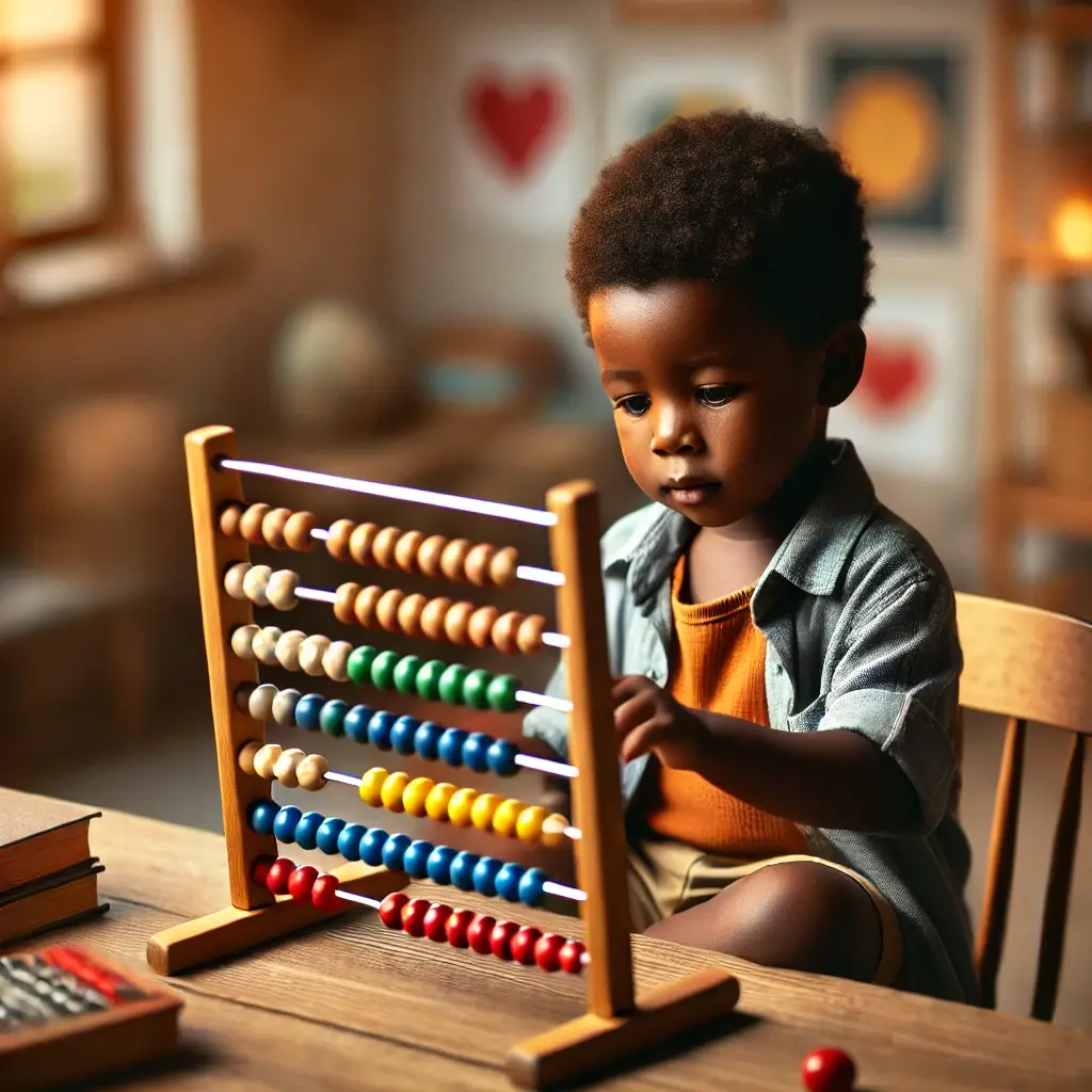 Children learning with abacus